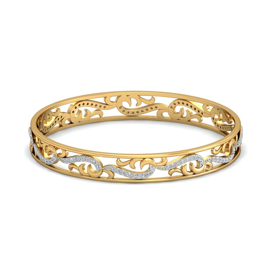 1.03Ct Natural Diamond Bangle in Yellow Gold | SolitaireKart